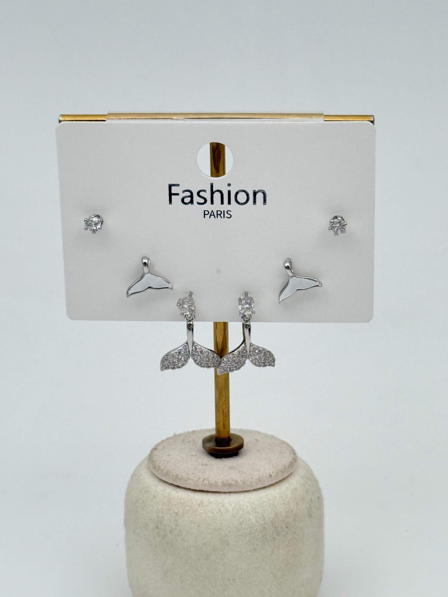 Zirkon Taşlı Gümüş İğne 6'lı Figür Küpe // ITHAL-3714