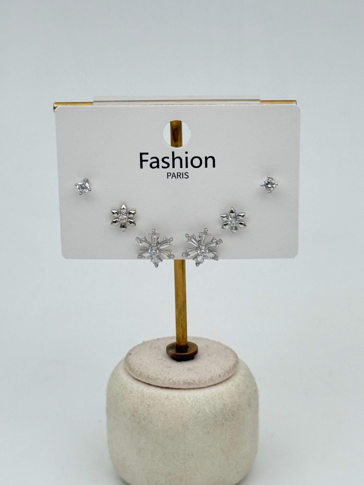 Zirkon Taşlı Gümüş İğne 6'lı Figür Küpe // ITHAL-3716