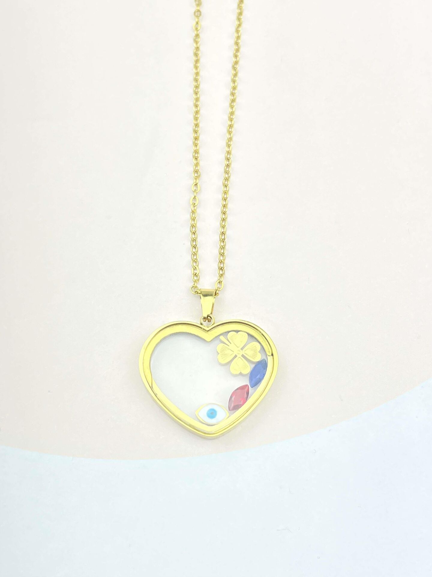 Steel Glass Bell Necklace Unopenable 45cm // NECKLACE-3017