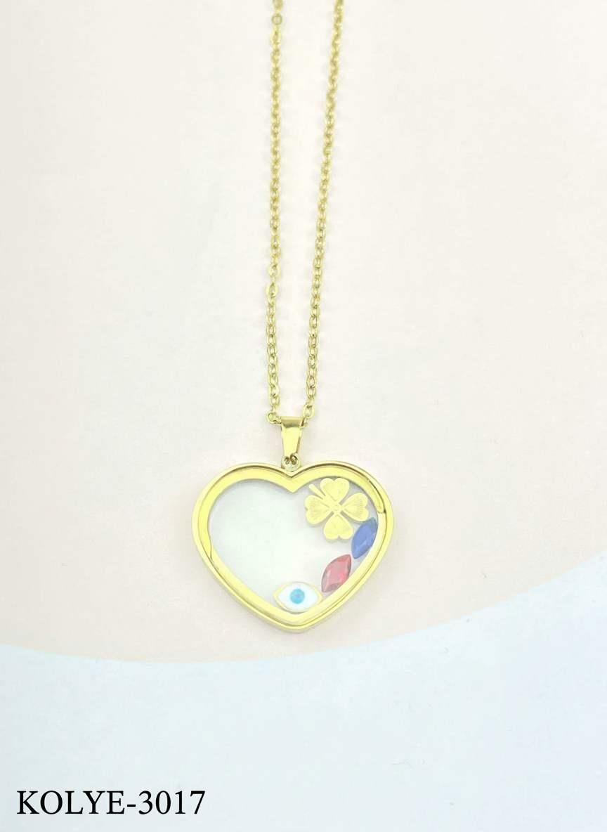 Çelik Cam Fanus Kolye Açılmaz 45cm // KOLYE-3017