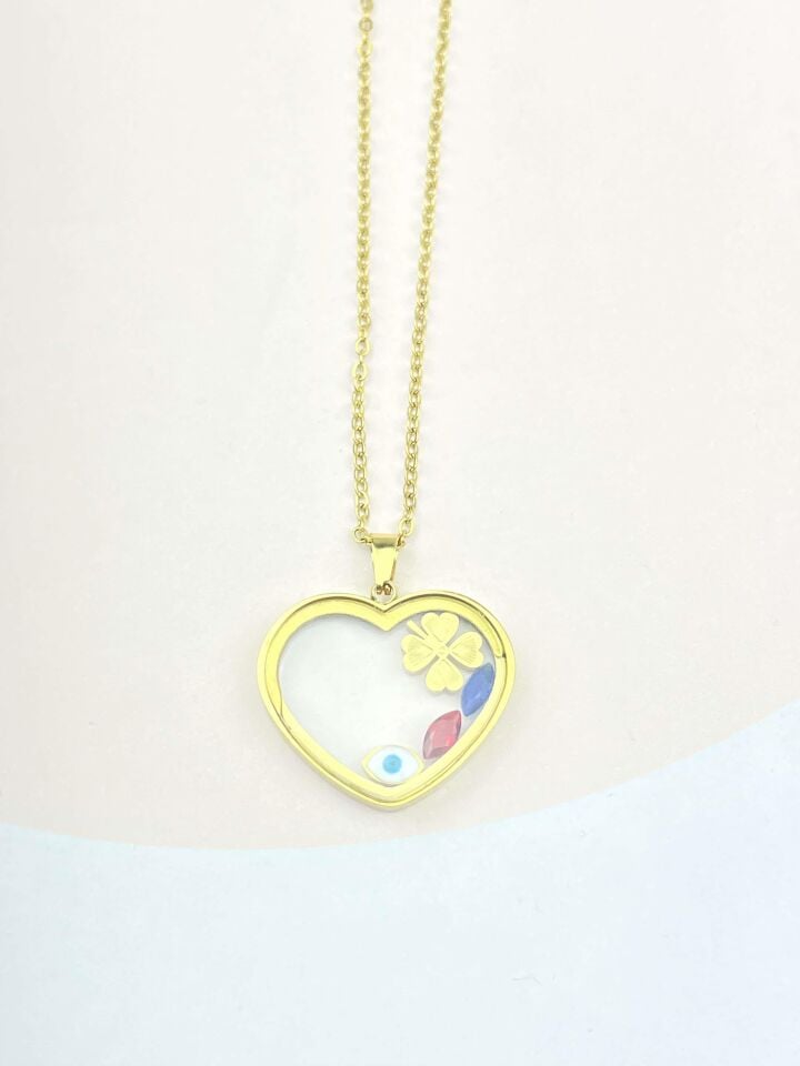 Stahl-Glas-Glockenkette, nicht zu öffnen, 45 cm // NECKLACE-3017