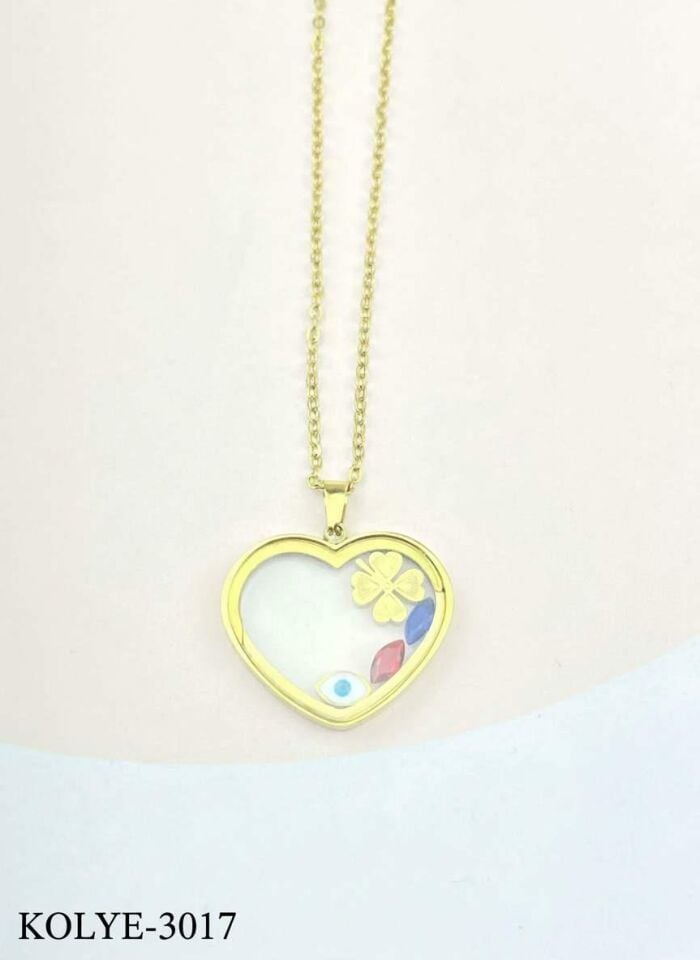 Çelik Cam Fanus Kolye Açılmaz 45cm // KOLYE-3017