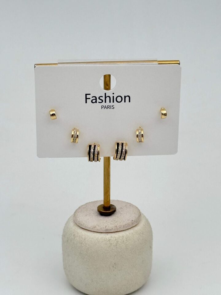 Zirkon Taşlı Gümüş İğne 6'lı Figür Küpe // ITHAL-3723