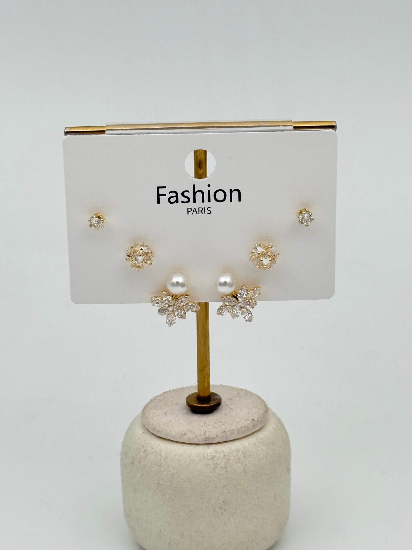 Zirkon Taşlı Gümüş İğne 6'lı Figür Küpe // ITHAL-3726