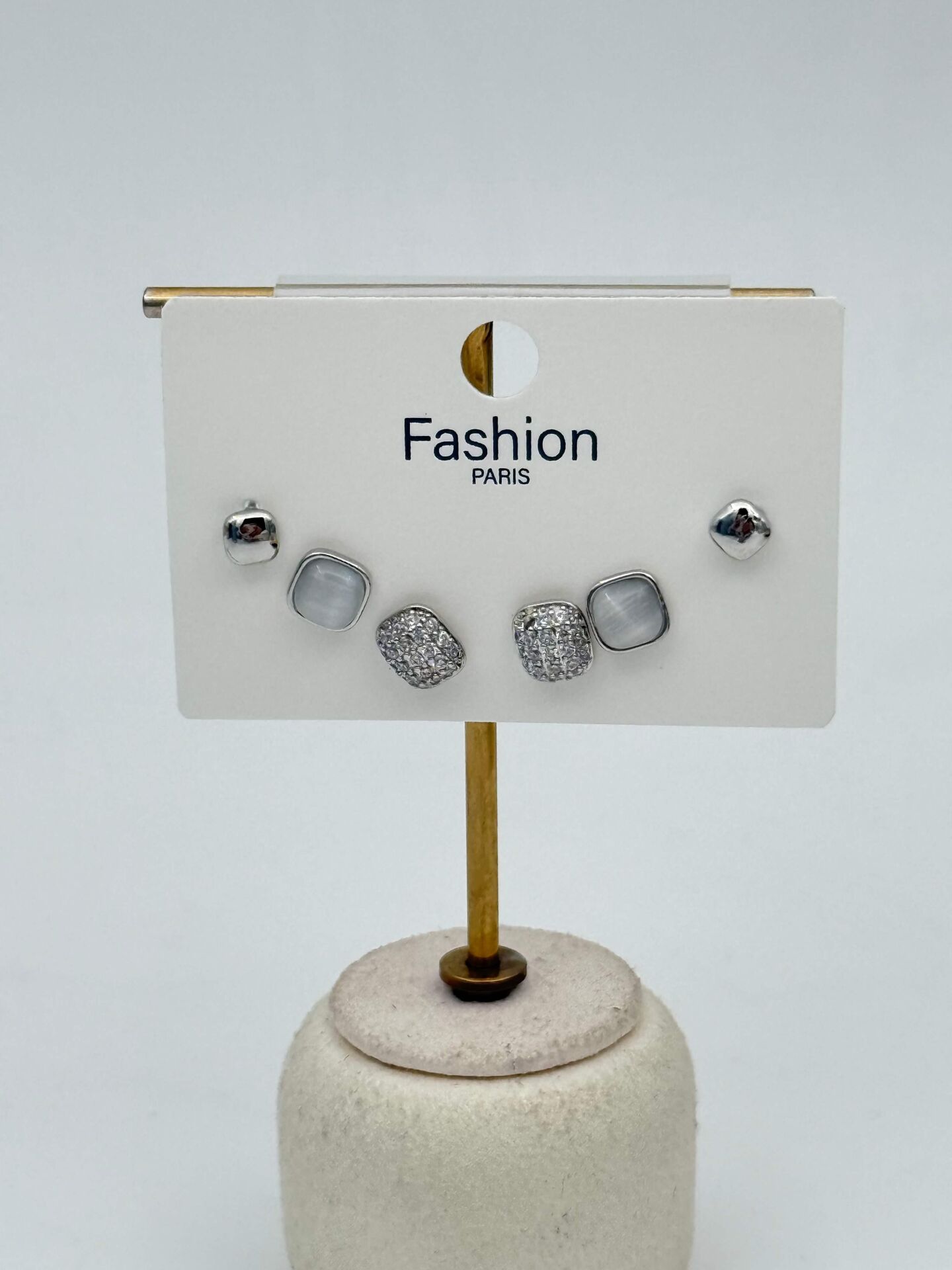 Zirkon Taşlı Gümüş İğne 6'lı Figür Küpe // ITHAL-3731