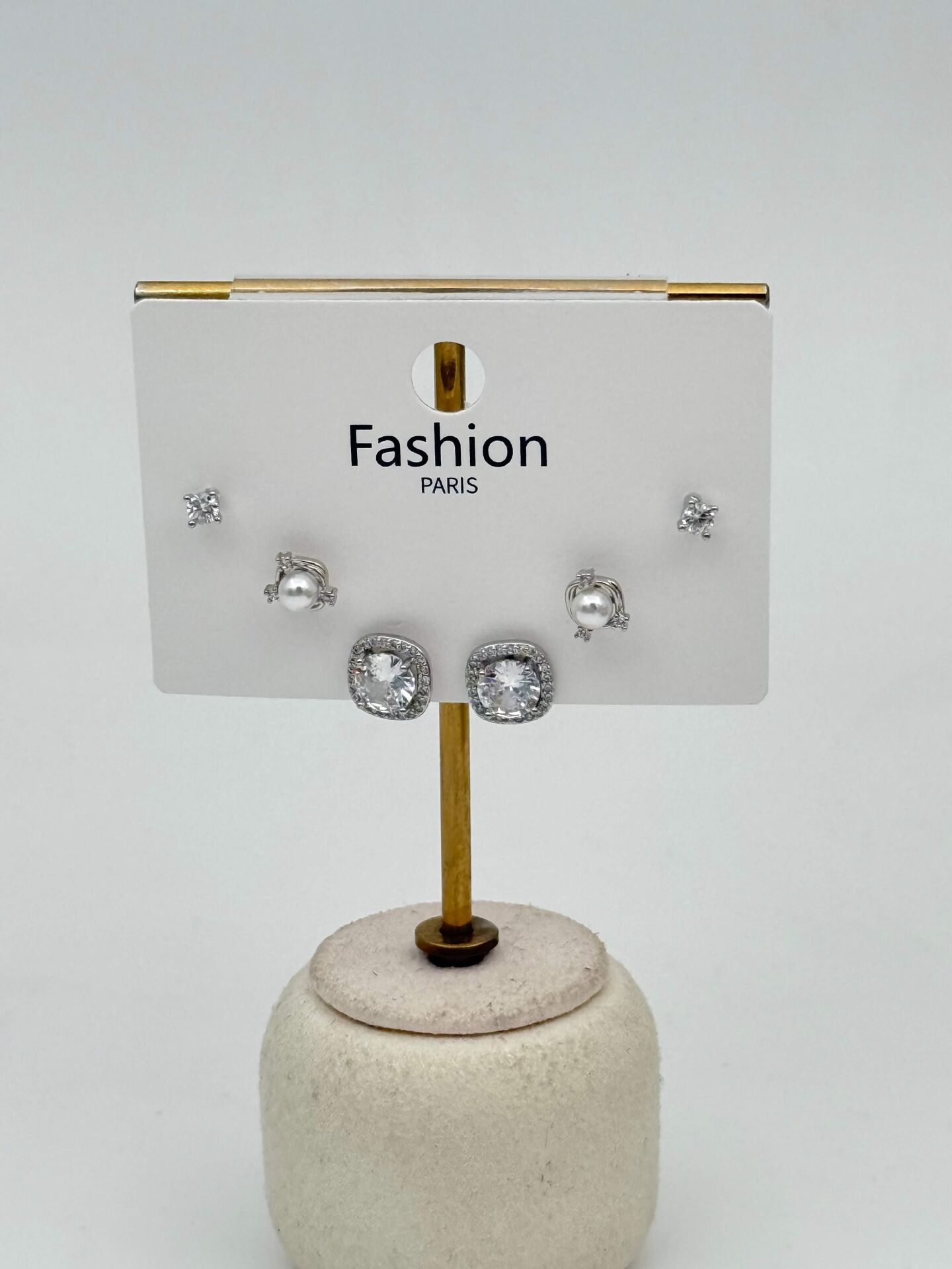 Zirkon Taşlı Gümüş İğne 6'lı Figür Küpe // ITHAL-3732