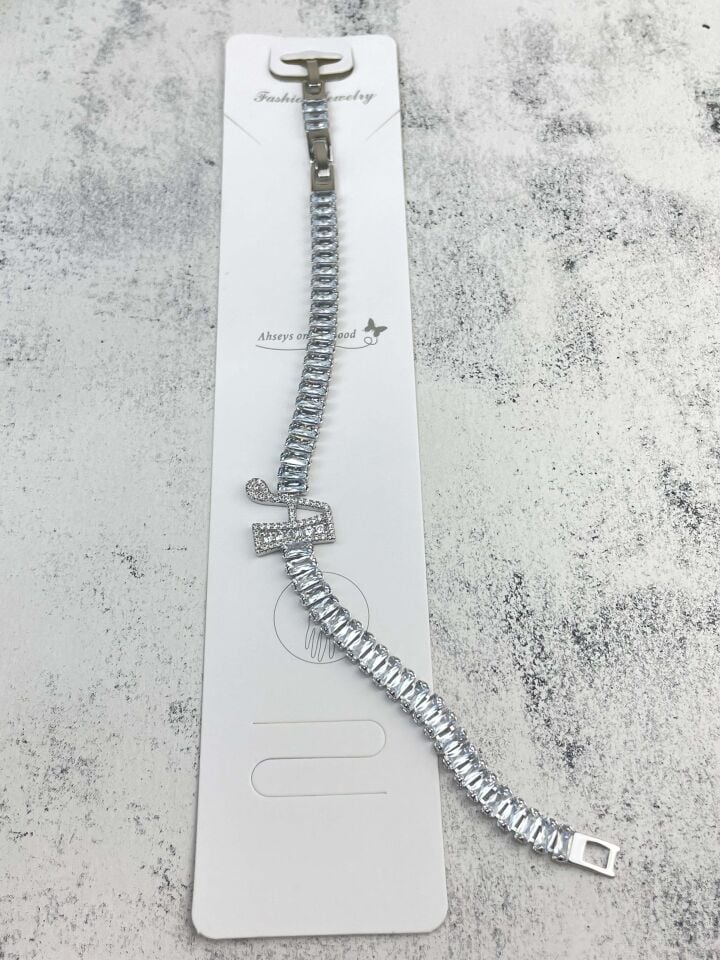 Çelik Harf Bileklik Silver Renk (A) // BİLEK-1624