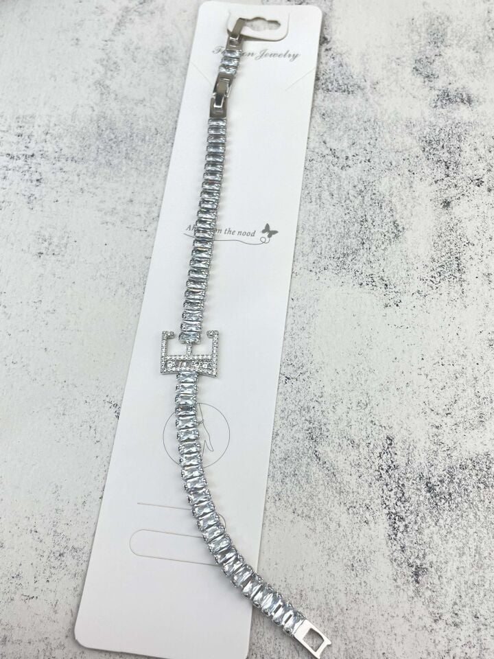 Çelik Harf Bileklik Silver Renk (E) // BİLEK-1628