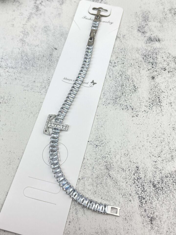 Çelik Harf Bileklik Silver Renk (T) // BİLEK-1634
