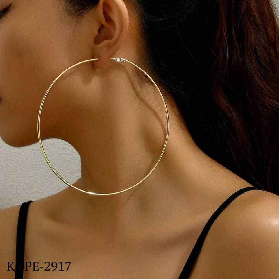 Çelik Gold Halka Küpe 9cm // KÜPE-2917