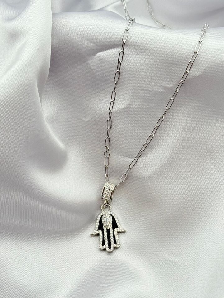 Stahlkette Fatima Hand 60cm // HALSKETTE-5752