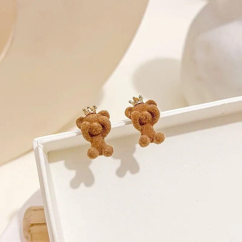 VİP Shy Teddy Küpe Koyu Renk // İTHAL-1551