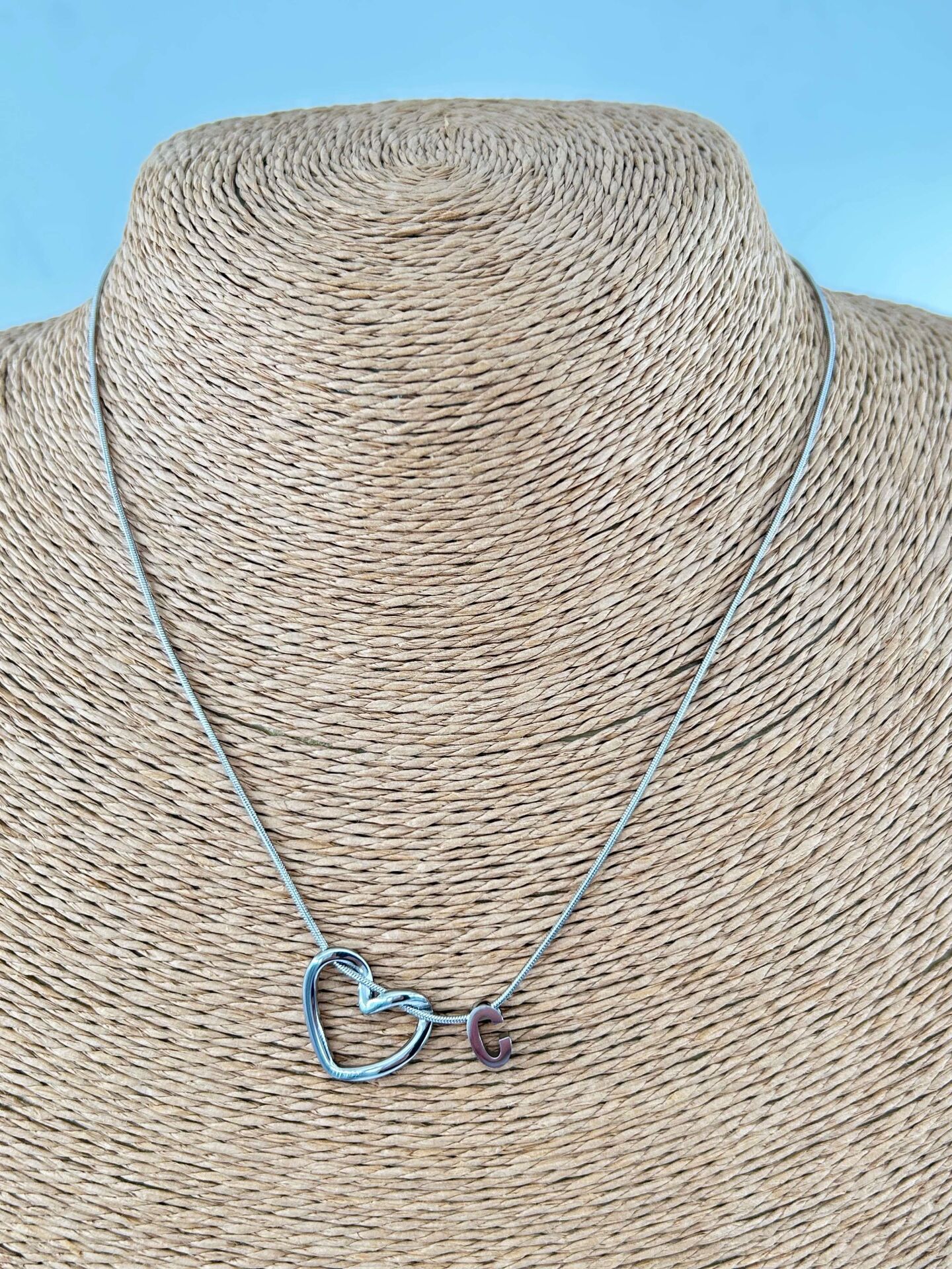 Çelik Silver Harf Kolye 45cm (C) // KOLYE-4534