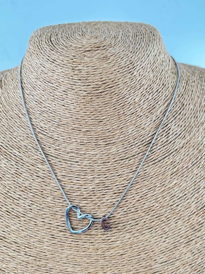 Çelik Silver Harf Kolye 45cm (C) // KOLYE-4534