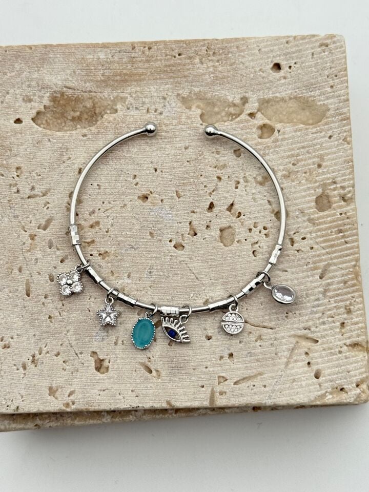 Çelik Charmlı Bileklik // KELEPCE-4214