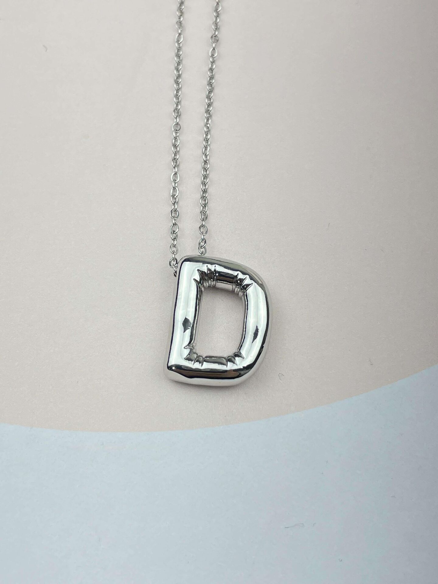 Steel Balloon Letter Necklace 45cm (D) // NECKLACE-2991