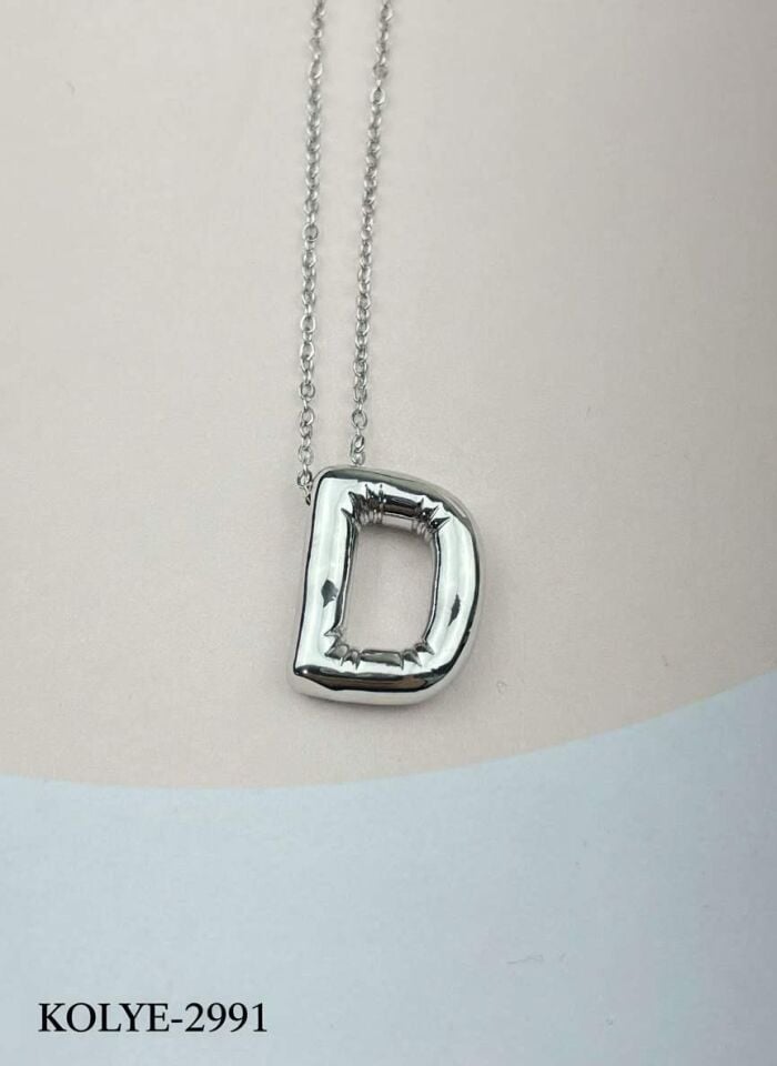 Çelik Balon Harf Kolye 45cm (D) // KOLYE-2991