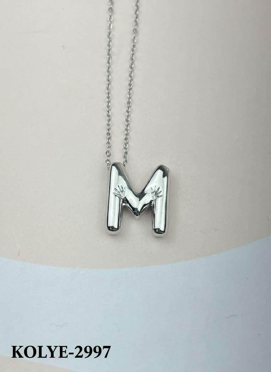 Steel Balloon Letter Necklace 45cm (M) // NECKLACE-2997