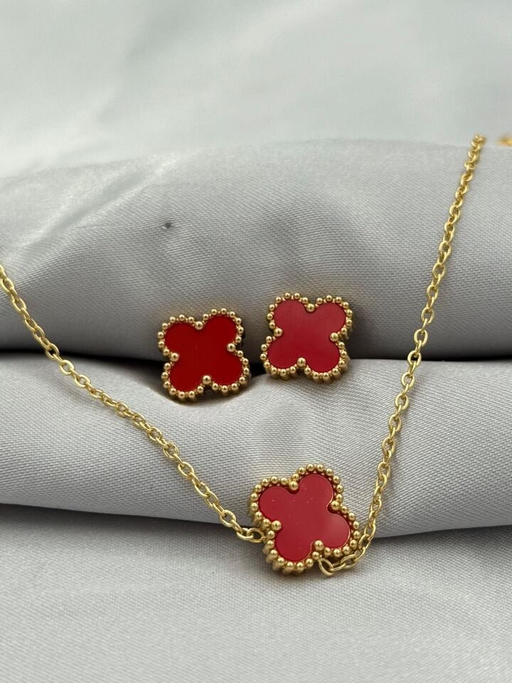 Çelik Küpe Kolye Set // KOLYE-5391