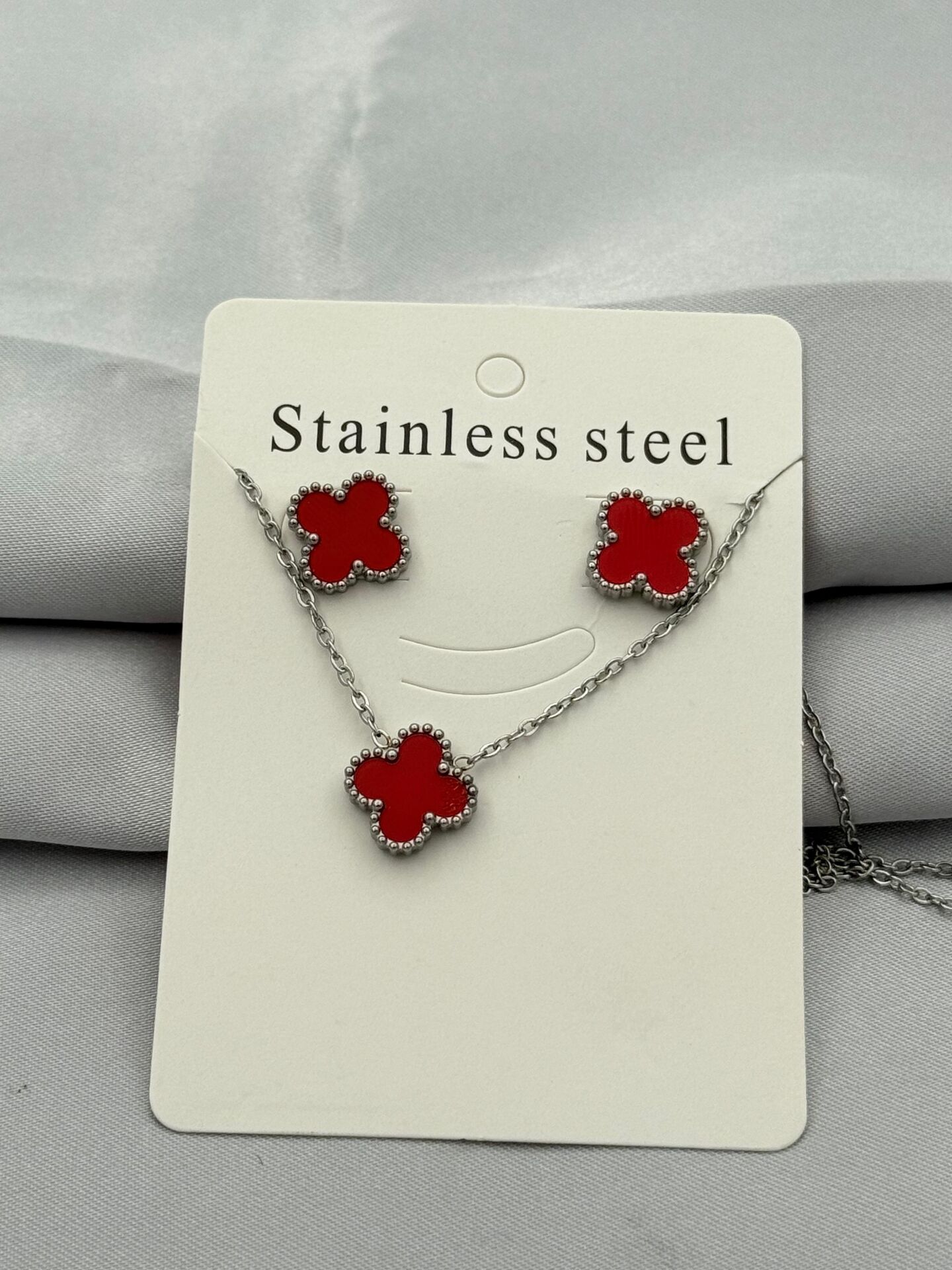 Çelik Küpe Kolye Set // KOLYE-5393