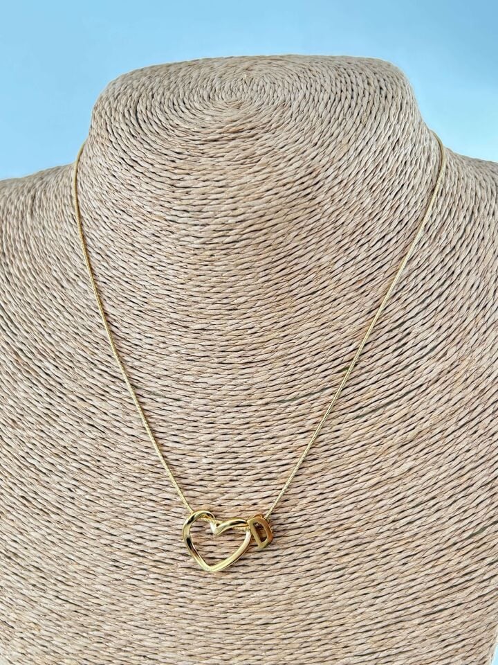 Çelik Gold Harf Kolye 45cm (D) // KOLYE-4517
