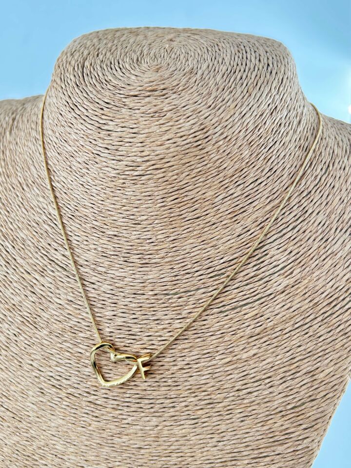 Çelik Gold Harf Kolye 45cm (F) // KOLYE-4531