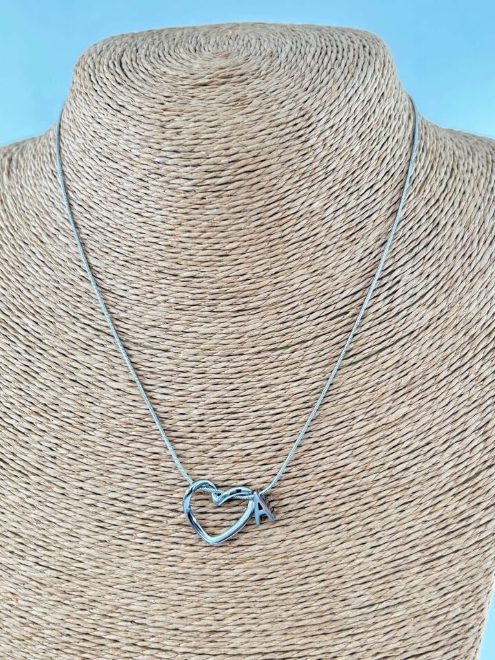 Çelik Silver Harf Kolye 45cm (A) // KOLYE-4532