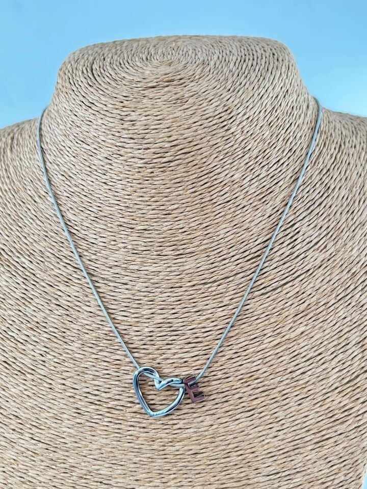 Çelik Silver Harf Kolye 45cm (E) // KOLYE-4536