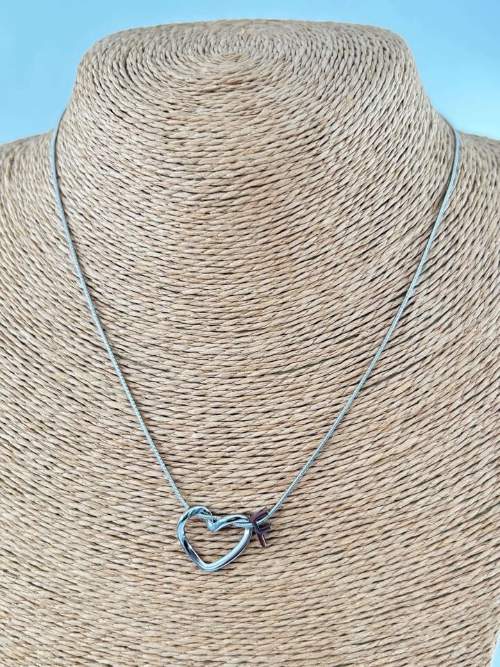 Çelik Silver Harf Kolye 45cm (F) // KOLYE-4537