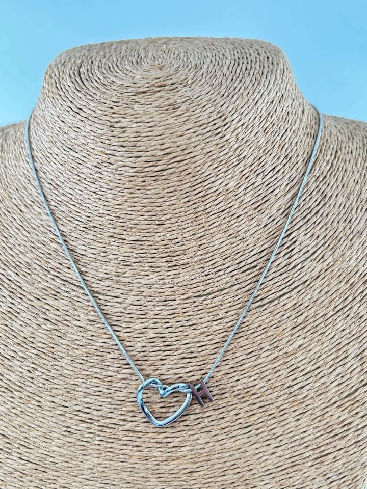 Çelik Silver Harf Kolye 45cm (H) // KOLYE-4539