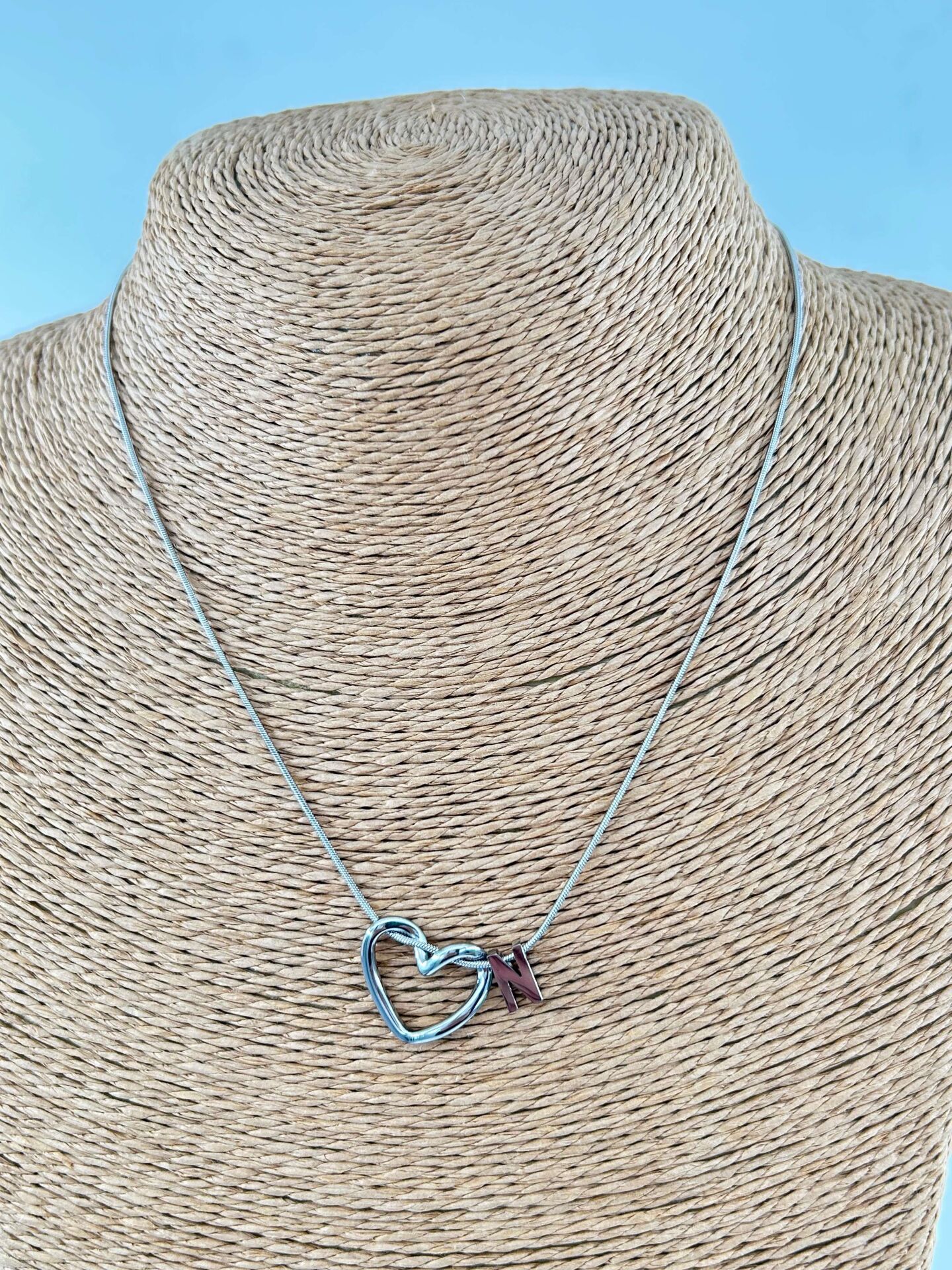 Çelik Silver Harf Kolye 45cm (N) // KOLYE-4542