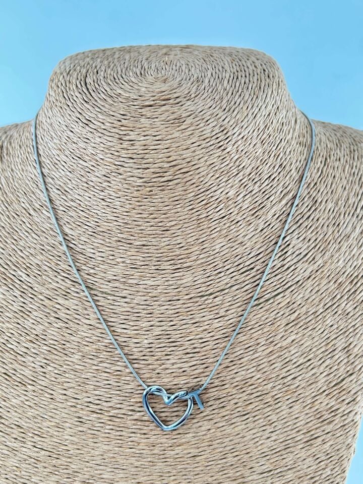 Çelik Silver Harf Kolye 45cm (T) // KOLYE-4545