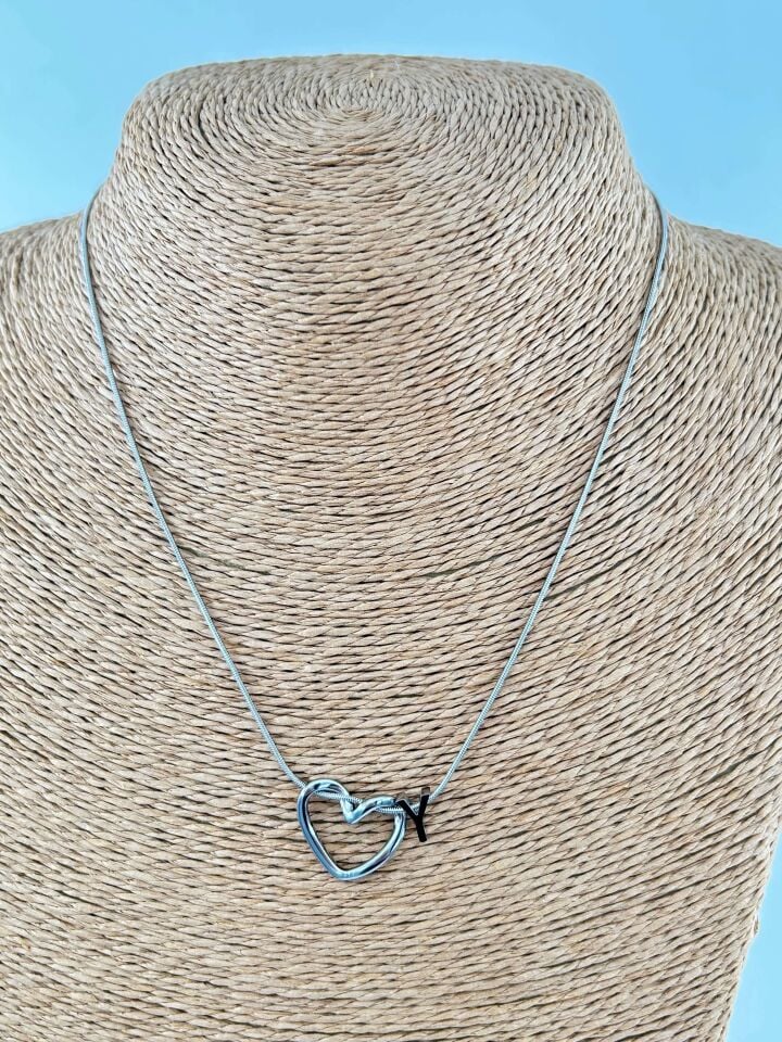 Çelik Silver Harf Kolye 45cm (Y) // KOLYE-4546