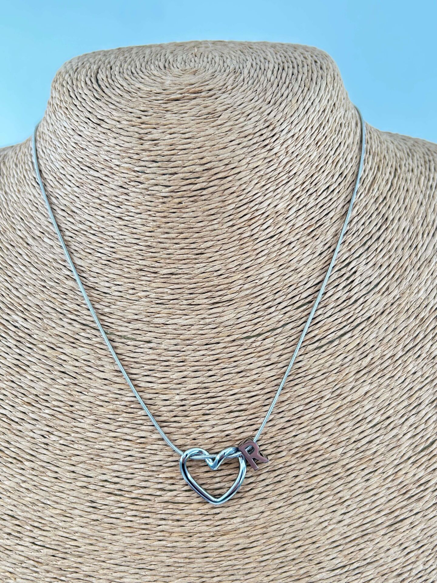 Çelik Silver Harf Kolye 45cm (R) // KOLYE-4548