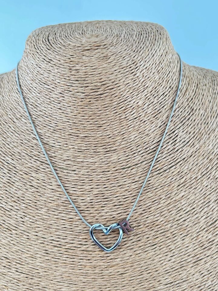 Çelik Silver Harf Kolye 45cm (R) // KOLYE-4548