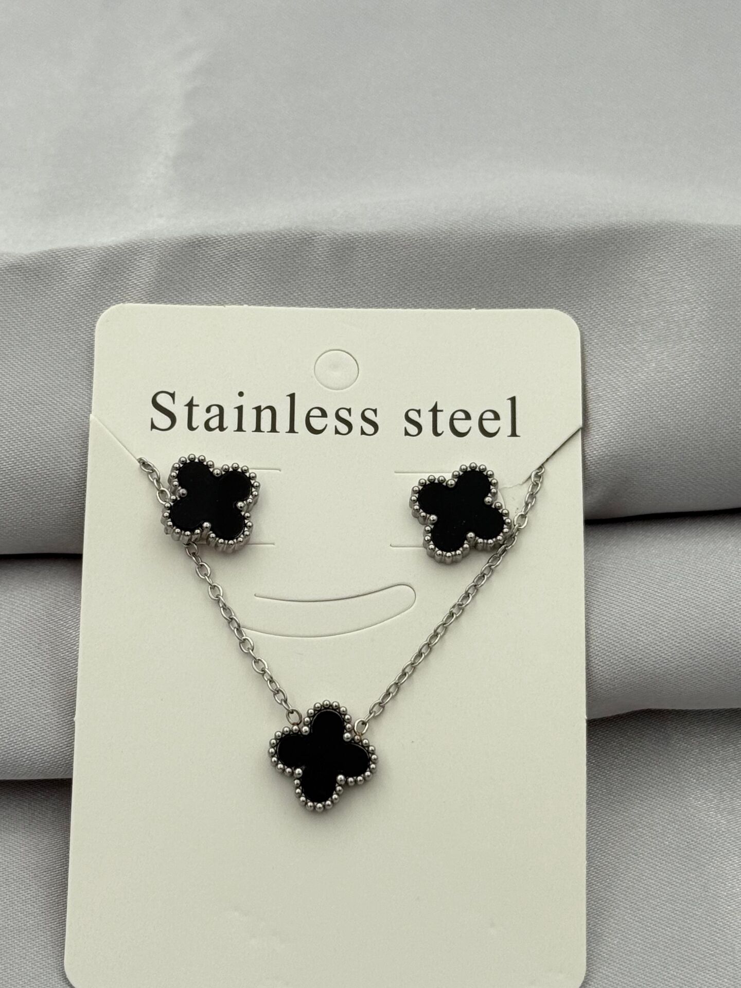 Çelik Küpe Kolye Set // KOLYE-5396