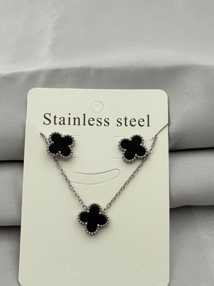 Çelik Küpe Kolye Set // KOLYE-5396