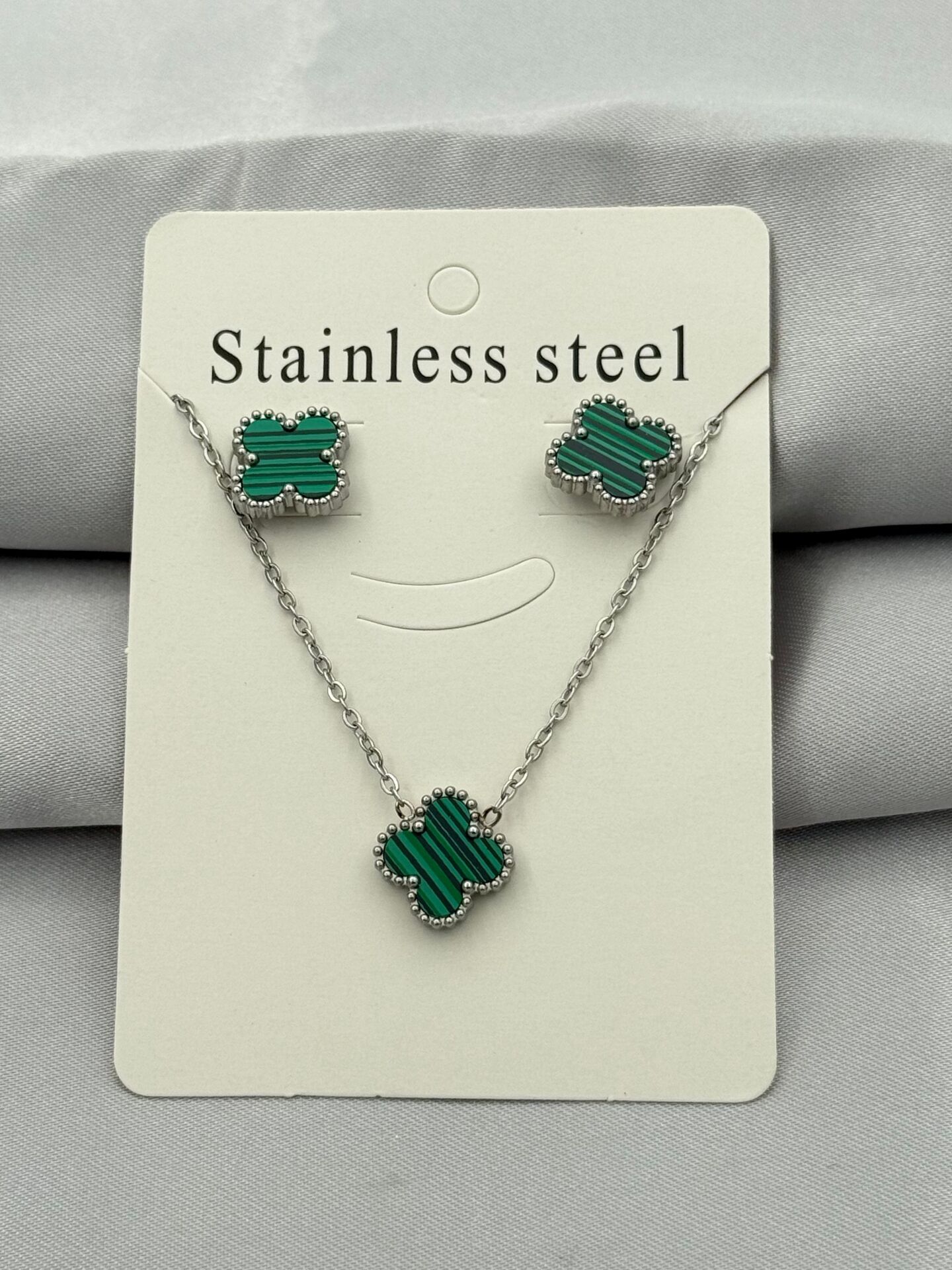 Çelik Küpe Kolye Set // KOLYE-5397