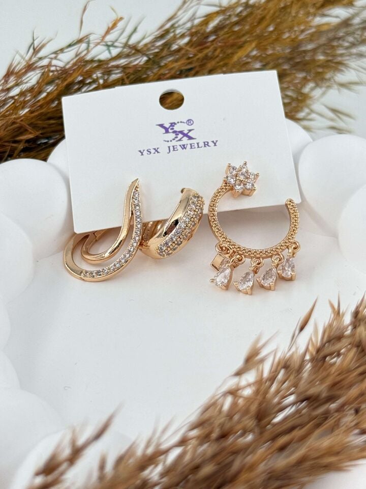 YSX 3'lü Set Küpe // ITHAL-2876