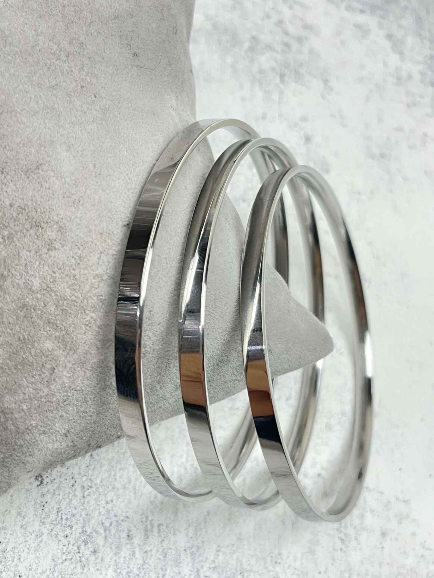 Thick Steel Ajda Bracelet Silver Color 6.5 Size (Sold in 3 pieces)