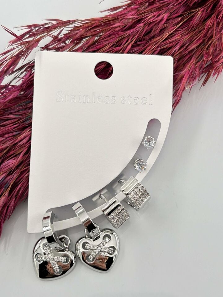 Çelik Set Küpe // KÜPE-3174