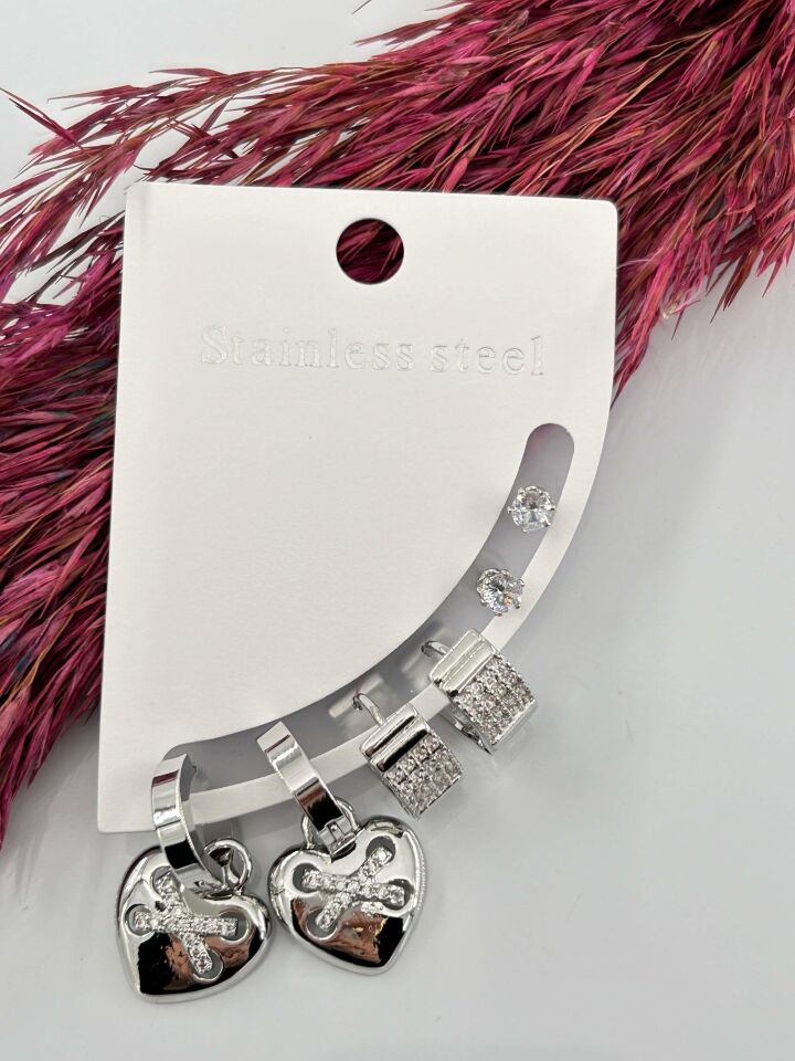 Çelik Set Küpe // KÜPE-3174