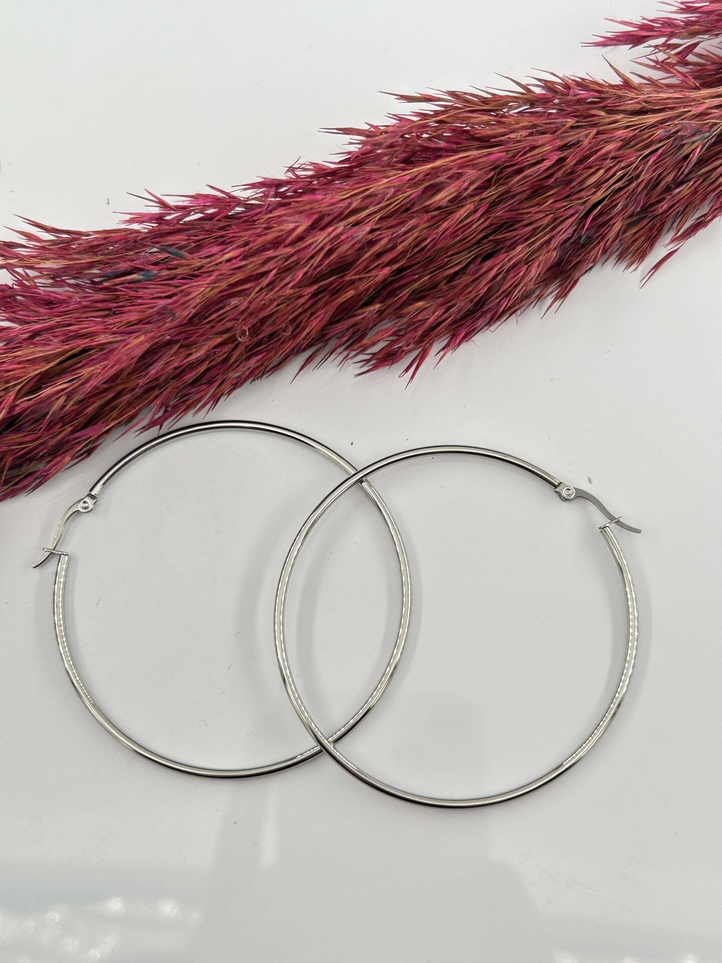 Steel Hoop Earrings 6cm // EARRINGS-3183