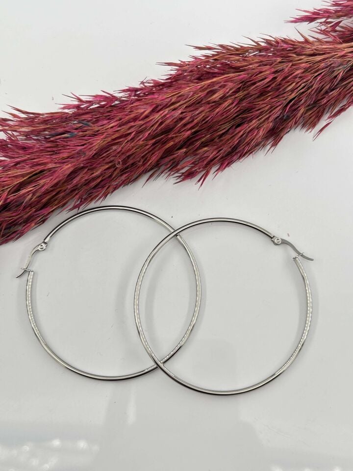 Steel Hoop Earrings 6cm // EARRINGS-3183