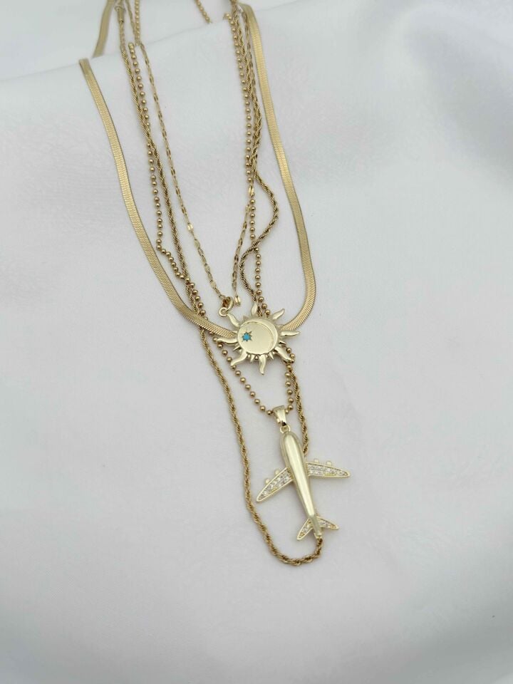 Çelik Çoklu Kolye // KOLYE-6604