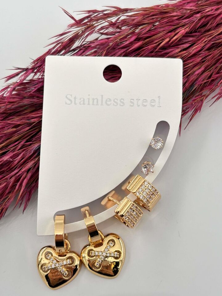 Çelik Set Küpe // KÜPE-3175