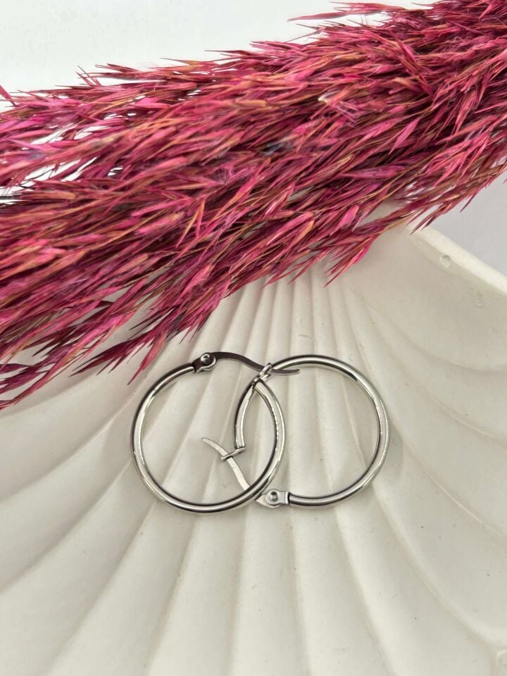 Steel Hoop Earrings 2.5cm // EARRINGS-3180