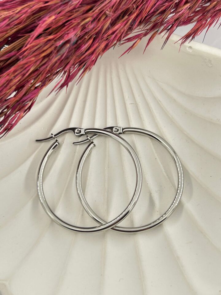 Çelik Halka Küpe 4cm // KÜPE-3182