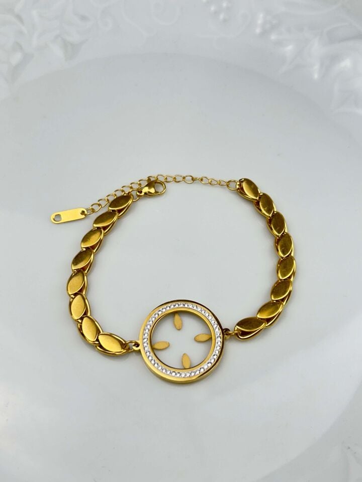 Çelik Çeyrek Takılabilen Arpa Bileklik // BILEK-3220