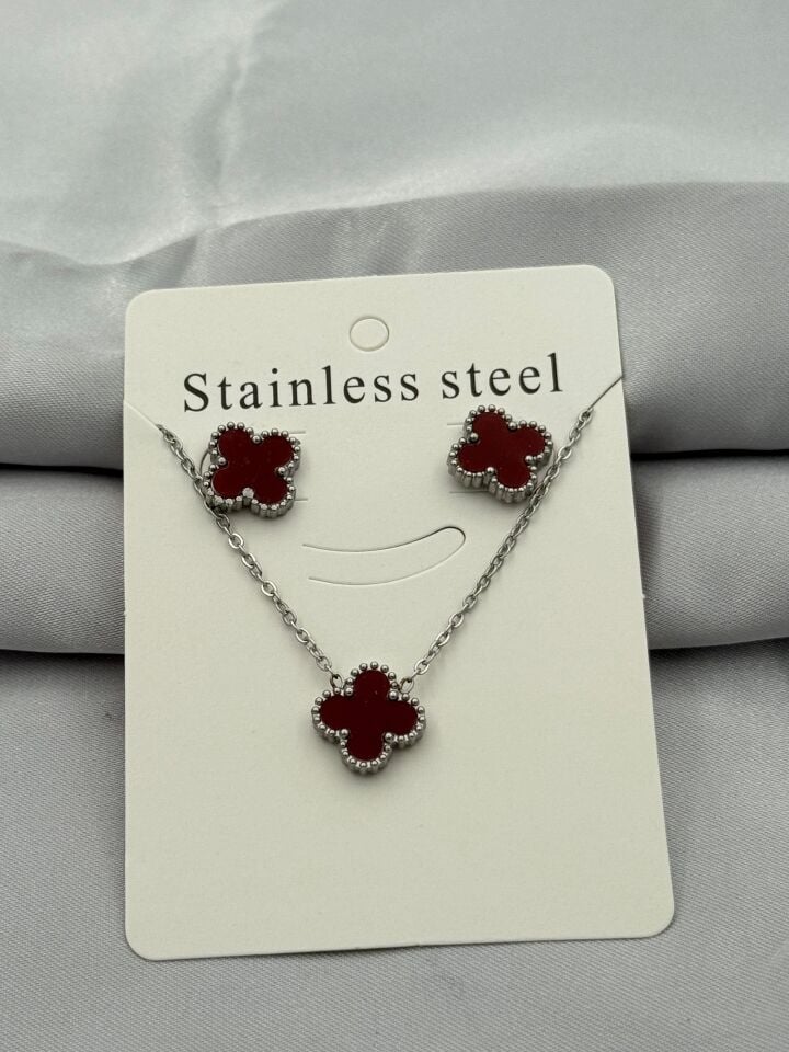 Stahl Ohrring Halskette Set // NECKLACE-5394